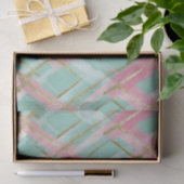 Preppy Pink Mint Gold Glitter Argyle Pattern Tissuepapier (Geschenk)