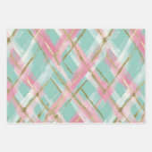 Preppy Pink Mint Gold Glitter Christmas Trees Bows Inpakpapier Vel (Voorkant)