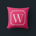 Preppy Pink Monogram Dorm Room Pillow Kussen<br><div class="desc">Preppy Pink Monogram Dorm Room Pillow – Personalized Initial College Dorm Decor Add a bold preppy touch to your dorm room with this Preppy Pink monogram pillow, featuring a classic framed initial design on a vibrant pink background. The elegant serif monogram inside a decorative frame creates a timeless preppy look...</div>