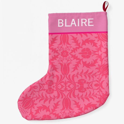Preppy Pink Monogram Grote Kerstsok (Achterkant)