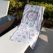 Preppy Pink Monogram Pickleball Gift for Her Strandlaken