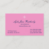 Preppy Pink & Navy Blue Striped Visitekaartje (Achterkant)