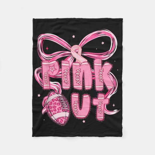 Preppy Pink Out Tackle Voetbal Borstkanker Aware Fleece Deken (Voorkant)