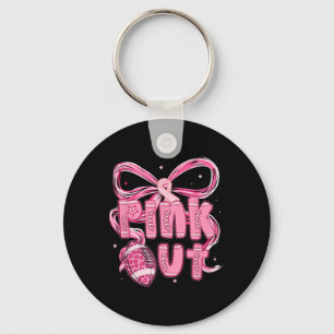 Preppy Pink Out Tackle Voetbal Borstkanker Aware Sleutelhanger