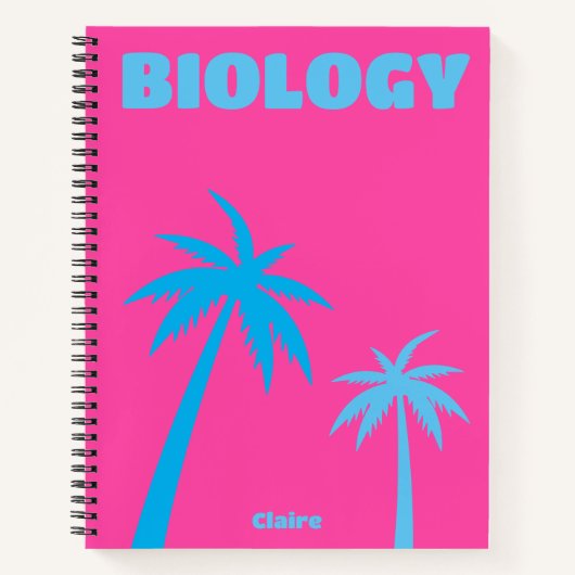 Preppy Pink Palm Tree Notitieboek (Voorkant)