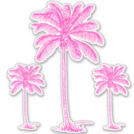 Preppy Pink Palmetto Palm Trees Sticker