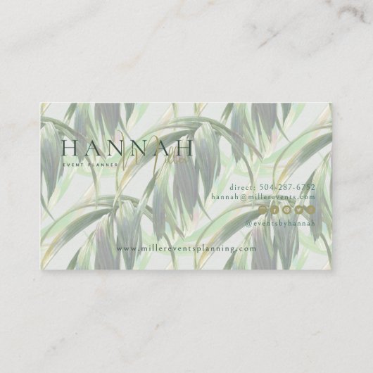 Preppy Pink Palms | Modern minimaal Visitekaartje (Achterkant)