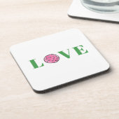 Preppy Pink Pickleball Love Beverage Coaster Bier Onderzetter (Linkerzijde)