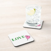 Preppy Pink Pickleball Paddle Ball Love Bier Onderzetter (Rechterzijde)