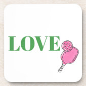 Preppy Pink Pickleball Paddle Ball Love Bier Onderzetter (Voorkant)