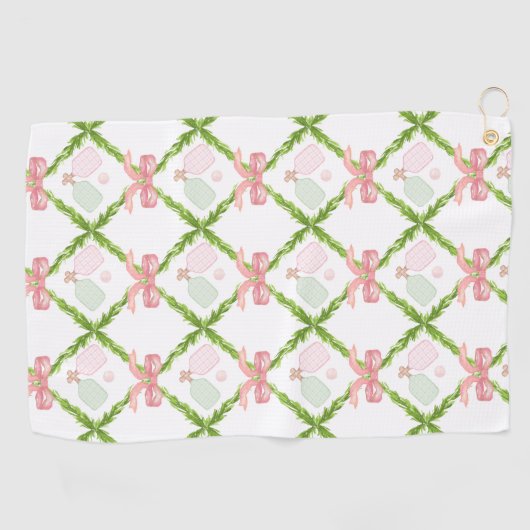 Preppy Pink Pickleball Paddle Golfhanddoek (Horizontaal)