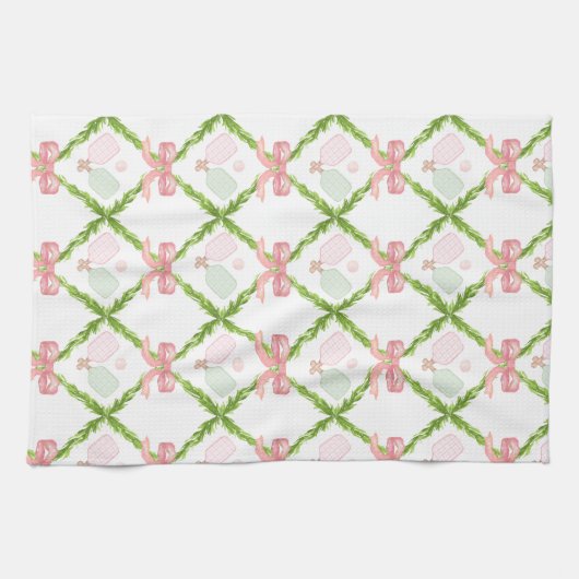 Preppy Pink Pickleball Paddle Theedoek (Horizontaal)