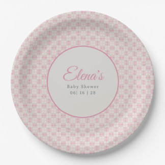 Preppy Pink Plaid Baby Shower  Papieren Bordje