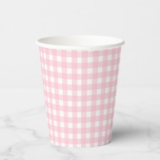 Preppy Pink Plaid Gingham Party Papieren Bekers (Rechts)