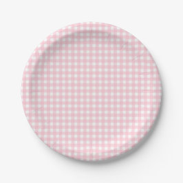 Preppy Pink Plaid Gingham Party Papieren Bordje