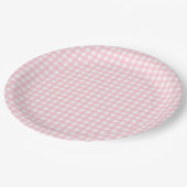 Preppy Pink Plaid Gingham Party Papieren Bordje (Gekanteld)