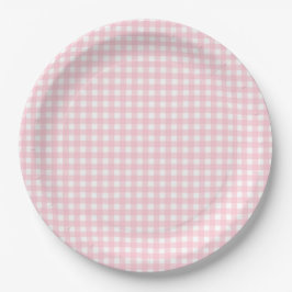 Preppy Pink Plaid Gingham Party Papieren Bordje