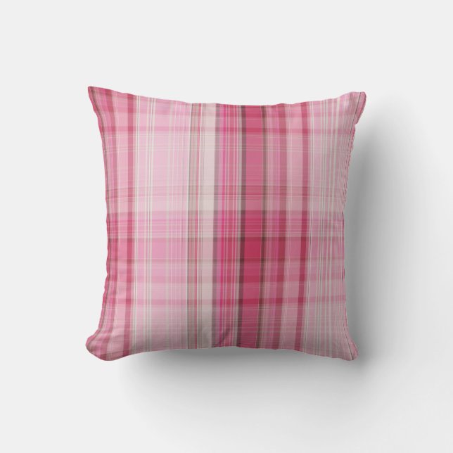 Preppy Pink Pset Blush Madras Snoep Pink Classic Kussen (Voorkant)