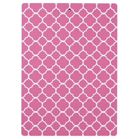 Preppy Pink Quatrefoil Klembord (Achterkant)