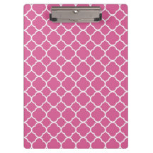 Preppy Pink Quatrefoil Klembord