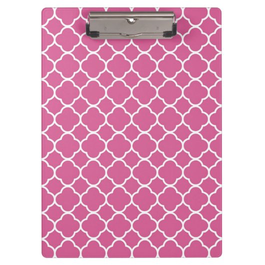Preppy Pink Quatrefoil Klembord (Voorkant)