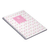 Preppy Pink Ribbon Trellis met Rozen Monogram Notitieboek (Rechterzijde)