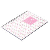 Preppy Pink Ribbon Trellis met Rozen Monogram Notitieboek (Linkerzijde)