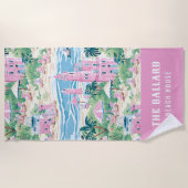 Preppy Pink Sand Castle | Beach House Strandlaken (Voorkant)