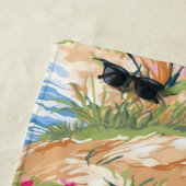 Preppy Pink Sand Castle op een heuvel | Beach Hous Strandlaken (In situ)