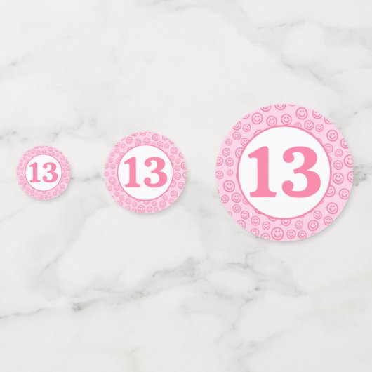 Preppy Pink Smile Face Confetti (Voorkanten)