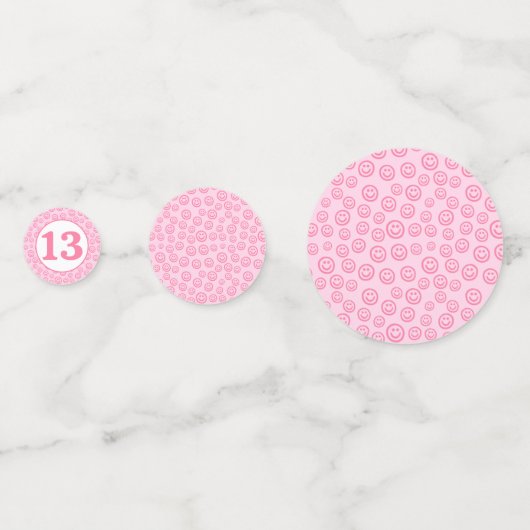 Preppy Pink Smile Face Confetti (Achterkanten)
