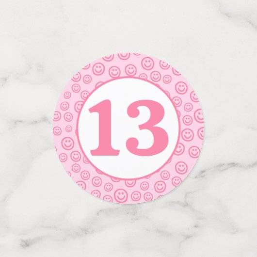 Preppy Pink Smile Face Confetti (Kleine voorkant)