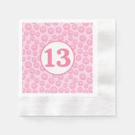 Preppy Pink Smile Face Servet