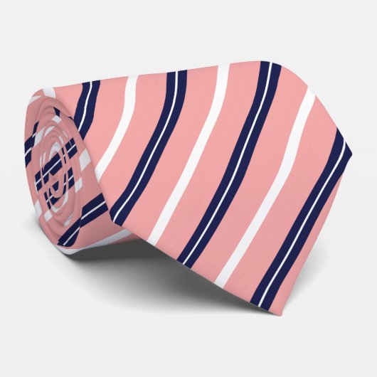 Preppy Pink Stripe Stropdas (Opgerold)