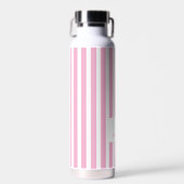Preppy Pink Stripes & Bow Aangepaste naam Waterfles (Voorkant)