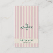 Preppy Pink Stripes Green Bakery Logo QR Code  Visitekaartje (Voorkant)