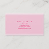 Preppy Pink Stripes Penseel Script Make-up Visitekaartje (Achterkant)