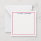 Preppy Pink Teal Navy Blue Pineapple Monogram Notitiekaartje (Achterkant)