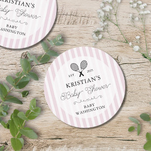 Preppy Pink Tennis Country Club Baby shower Ronde Kartonnen Onderzetter