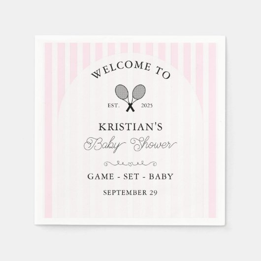 Preppy Pink Tennis Country Club Baby shower Servet (Voorkant)