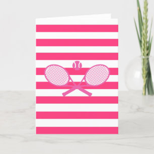 Preppy Pink Tennis Feestdagen Kaart