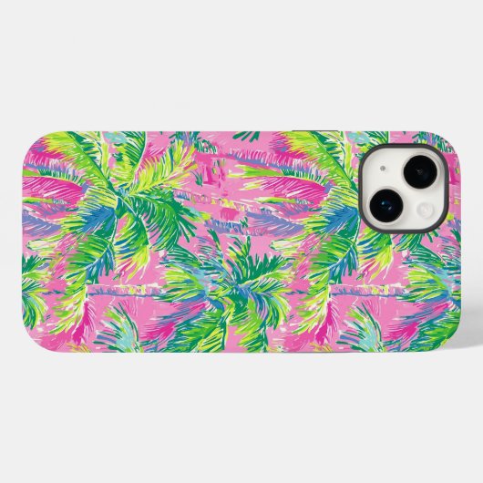Preppy Pink Tropical Case-Mate iPhone Case (Achterkant (horizontaal))