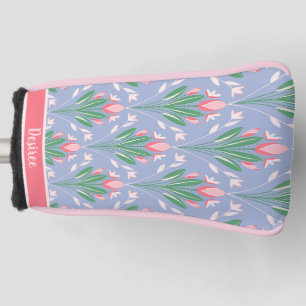 Preppy Pink Tulips Golf Head Hoesje voor haar Golfheadcover
