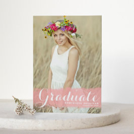 Preppy Pink Waterverf Overlay Foto Afstuderen Aankondigingskaart