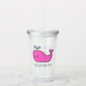 Preppy Pink Whale gepersonaliseerd Acryl Drinkbeker (Voorkant)