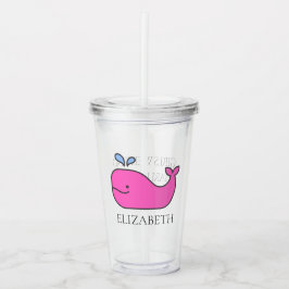 Preppy Pink Whale gepersonaliseerd Acryl Drinkbeker