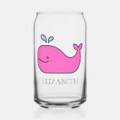 Preppy Pink Whale gepersonaliseerd Blikvorm Glas (Voorkant)