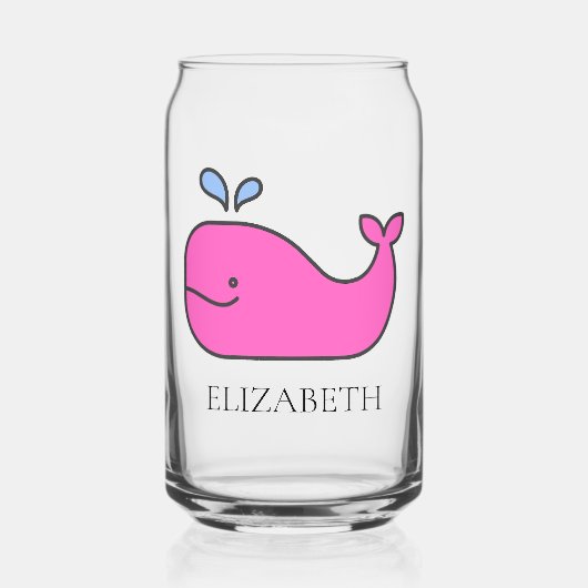 Preppy Pink Whale gepersonaliseerd Blikvorm Glas (Voorkant)