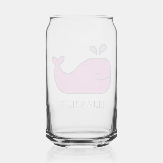 Preppy Pink Whale gepersonaliseerd Blikvorm Glas (Achterkant)