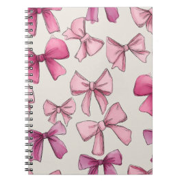 Preppy Pink Whimsical Bow Notitieboek